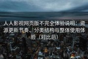 人人影视网页版不完全体验说明：资源更新节奏、分类结构与整体使用体验（对比后）