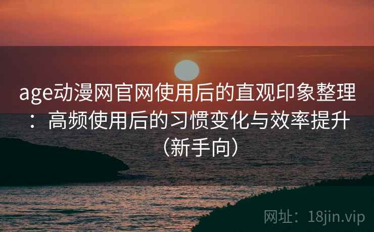 age动漫网官网使用后的直观印象整理：高频使用后的习惯变化与效率提升（新手向）